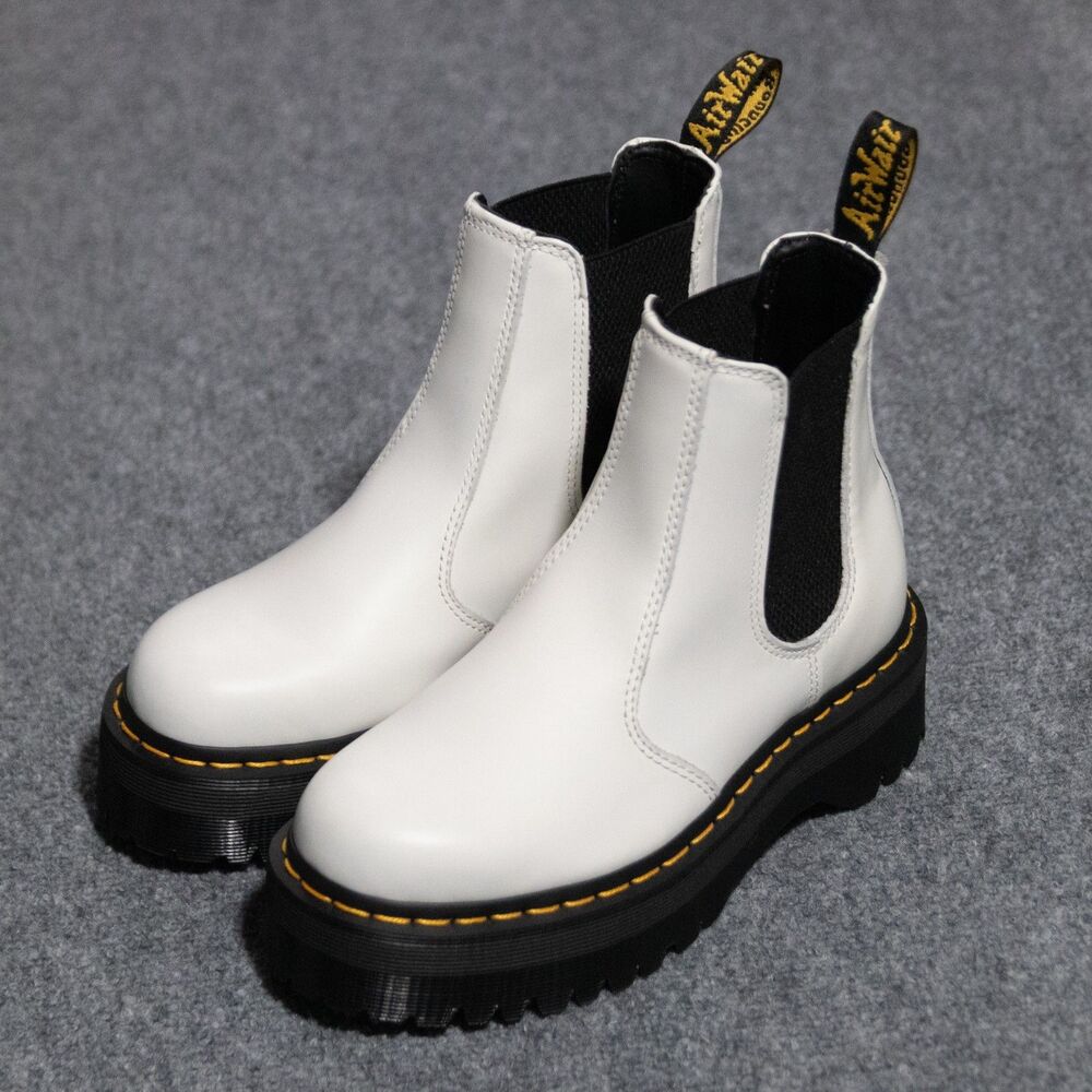 NEW Dr. Martens Boots Chelsea Quad Platform White Leather 2976 Women’s 7 Docs